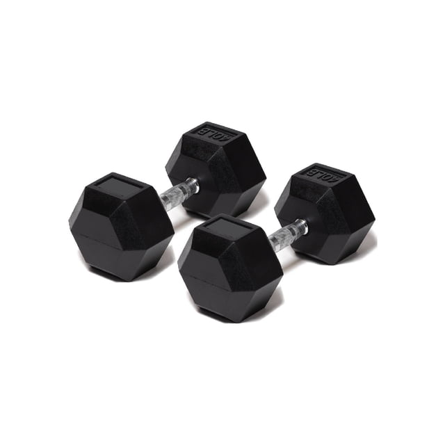 Par Mancuerna Hexagonal 40 Lb con Revestimiento en Goma MDFitness Pesa, Dumbbell MDFitness Hexagonal Recubierta