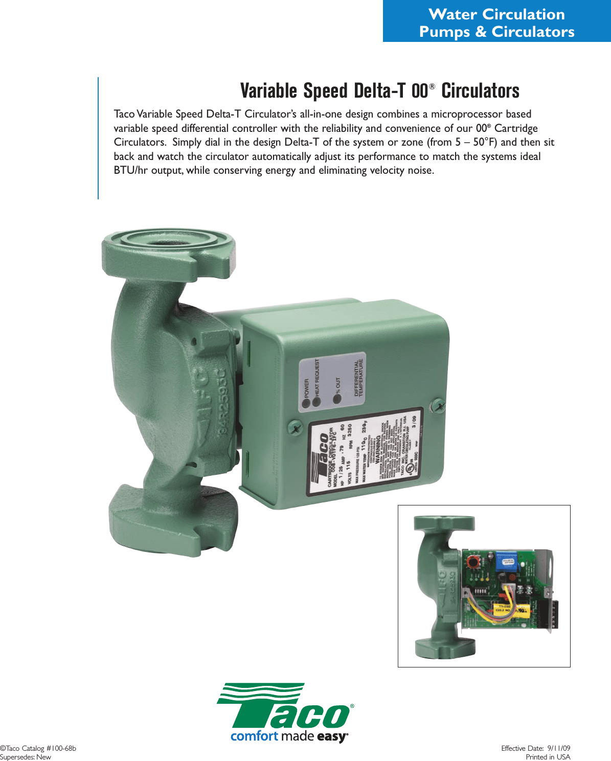 Taco 0013F3-1IFC Cast Iron Circulator Pump - 1/6 HP, 115V, 3/4"-1-1/2" Flange, For Heating Systems