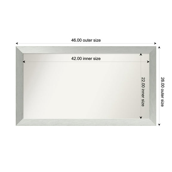 Amanti Art Custom Framed Wall and Bathroom Mirror (26 x 46 in.), Brushed Sterling Silver Frame