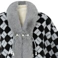 thumbnail image 3 of Puyaiuu Women Plaid Faux Fur Trim Cape Shawl Winter Warm Fleece Lined Cloak Outer Wrap Cardigan Gray Free Size Gift, 3 of 4