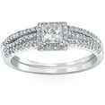 thumbnail image 1 of 3/4ct Princess Cut Split Shank Engagement Ring Set 14K White Gold, 1 of 3