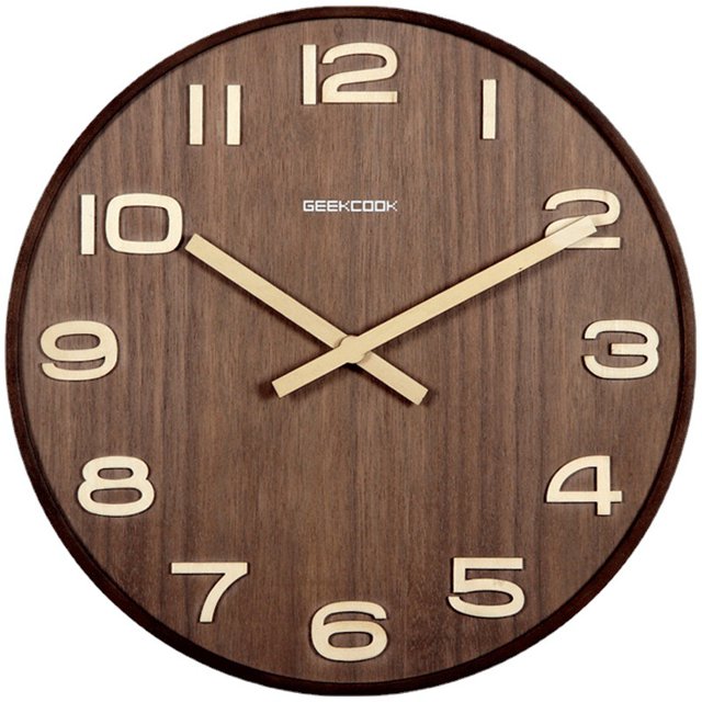 Reloj de pared moderno con grano de madera de 30 cm, cuarzo que no hace tictac