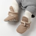 thumbnail image 2 of Otqutp Children Round Toe Sneakers Toddler Baby Shoes Socks Solid Color Patchwork Knitted Plush Baby Socks Fall Winter 0 To 12 Months(Beige,3-6Months), 2 of 4