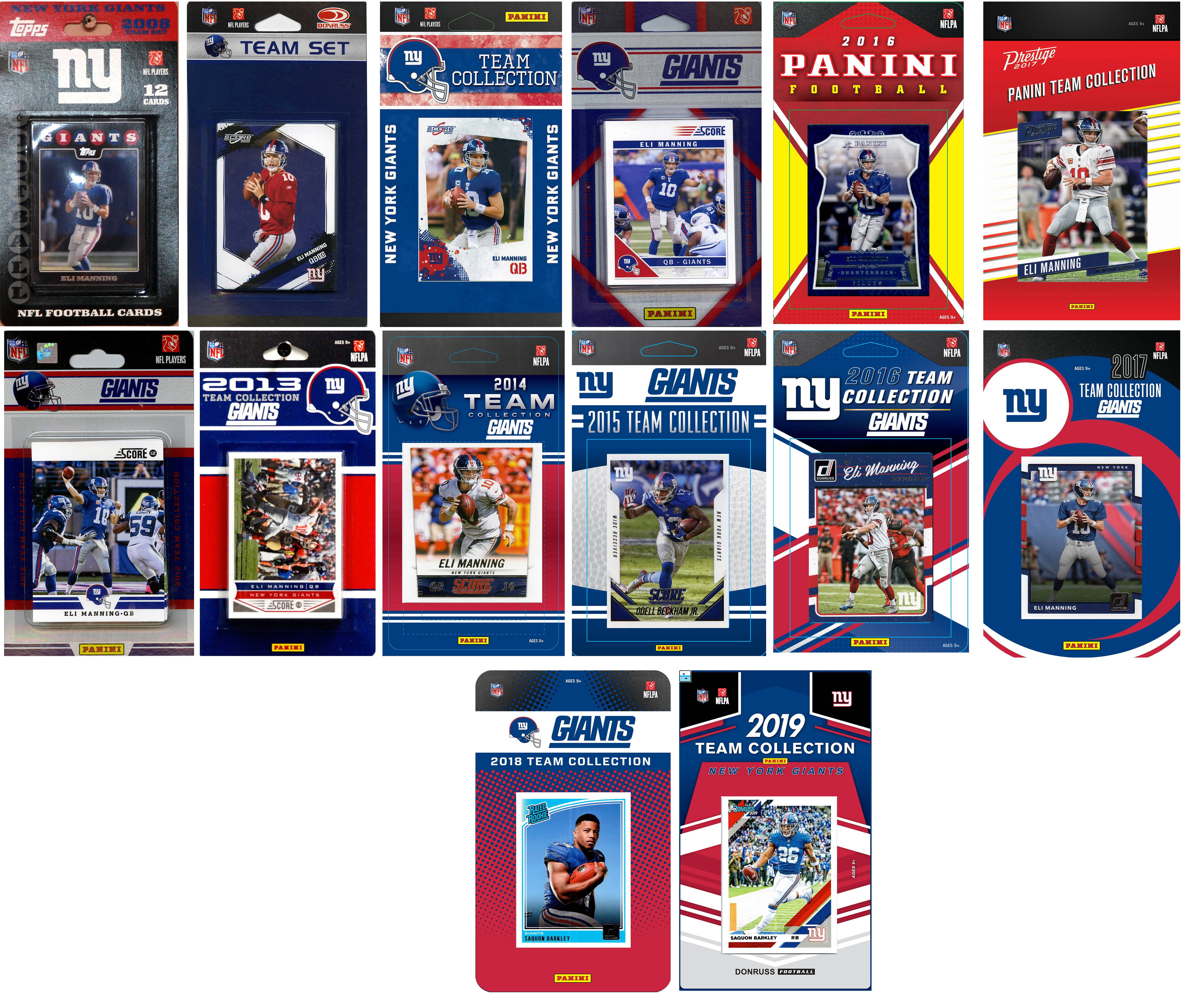 NFL New York Giants 14 Different Licensed Trading Card Team Sets