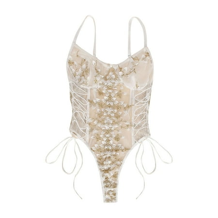 

Womens Lingerie High-Waisted Lace Onesie Jumpsuits