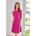 thumbnail image 2 of Vestido midi GRACE KARIN Casual, línea A, manga 3/4, algodón, rojo, 2 of 6