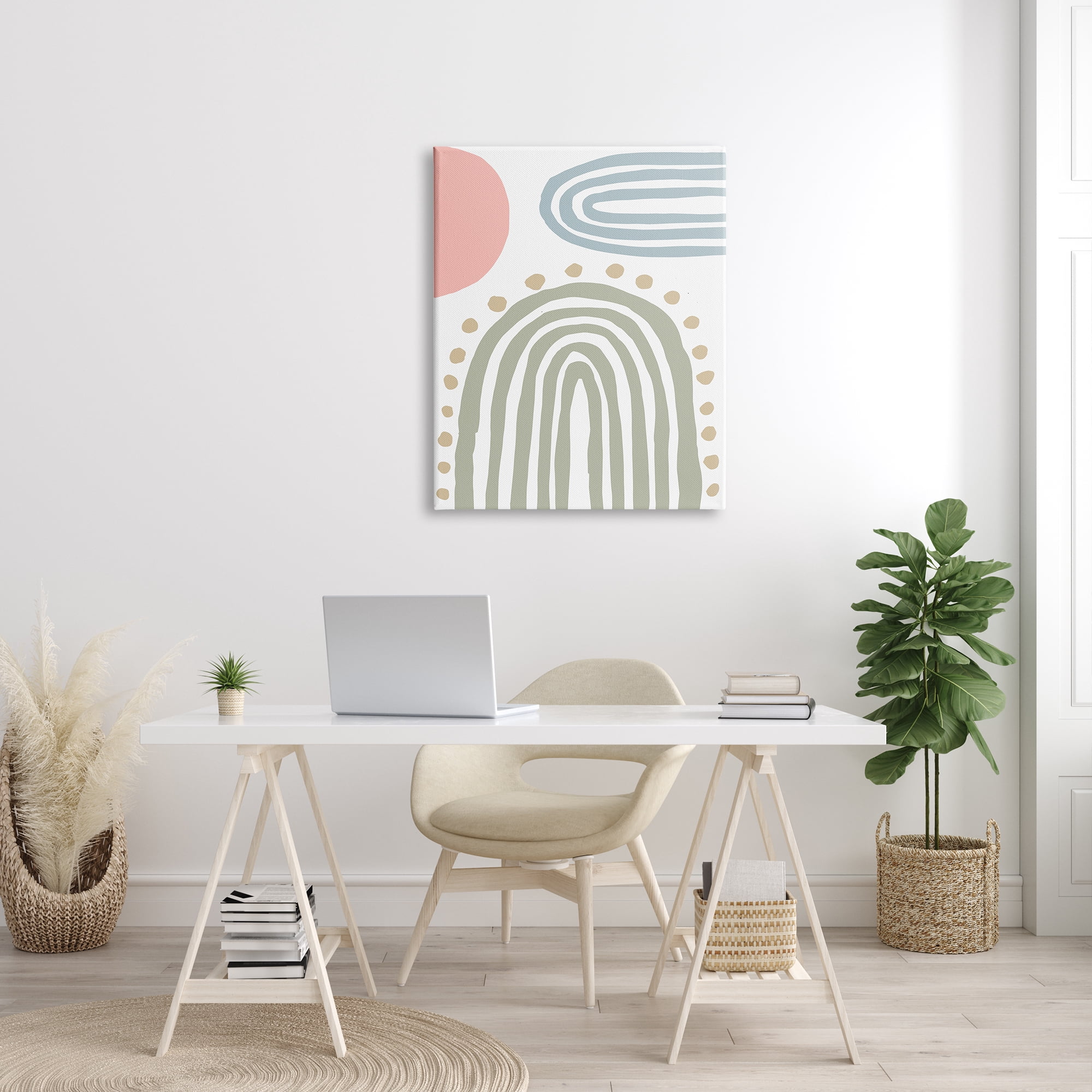 Stupell Indtries Abstract Rainbow Sky Pink Sun Polka Dots,30 x 40,Design by Elizabeth Medley