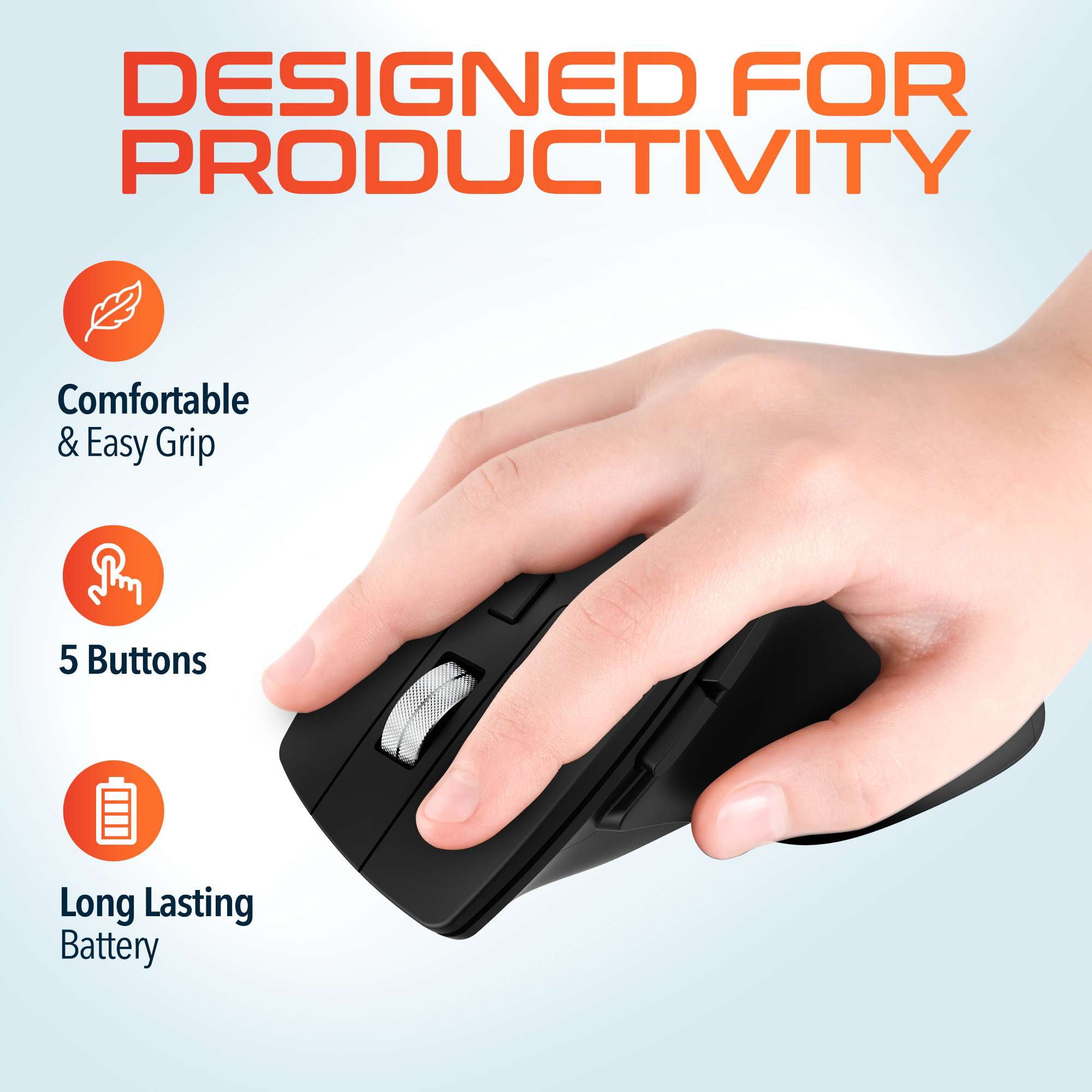 Delton G18 Ergonomic Wireless Keyboard and Mouse, Split Keyboard With Wrist Support & Ergonomic USB Wireless Mouse, 2.4G Auto Pair USB Dongle for Computer, Laptop, Mac, Chromebook & Tablets - Black