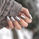thumbnail image 1 of Uñas postizas cuadradas cortas con acabado cromado plateado blanco, uñas postizas doradas Sxvme, uñas acrílicas de metal con acabado espejo, uñas postizas metálicas de longitud media, uñas brillantes, 1 of 8