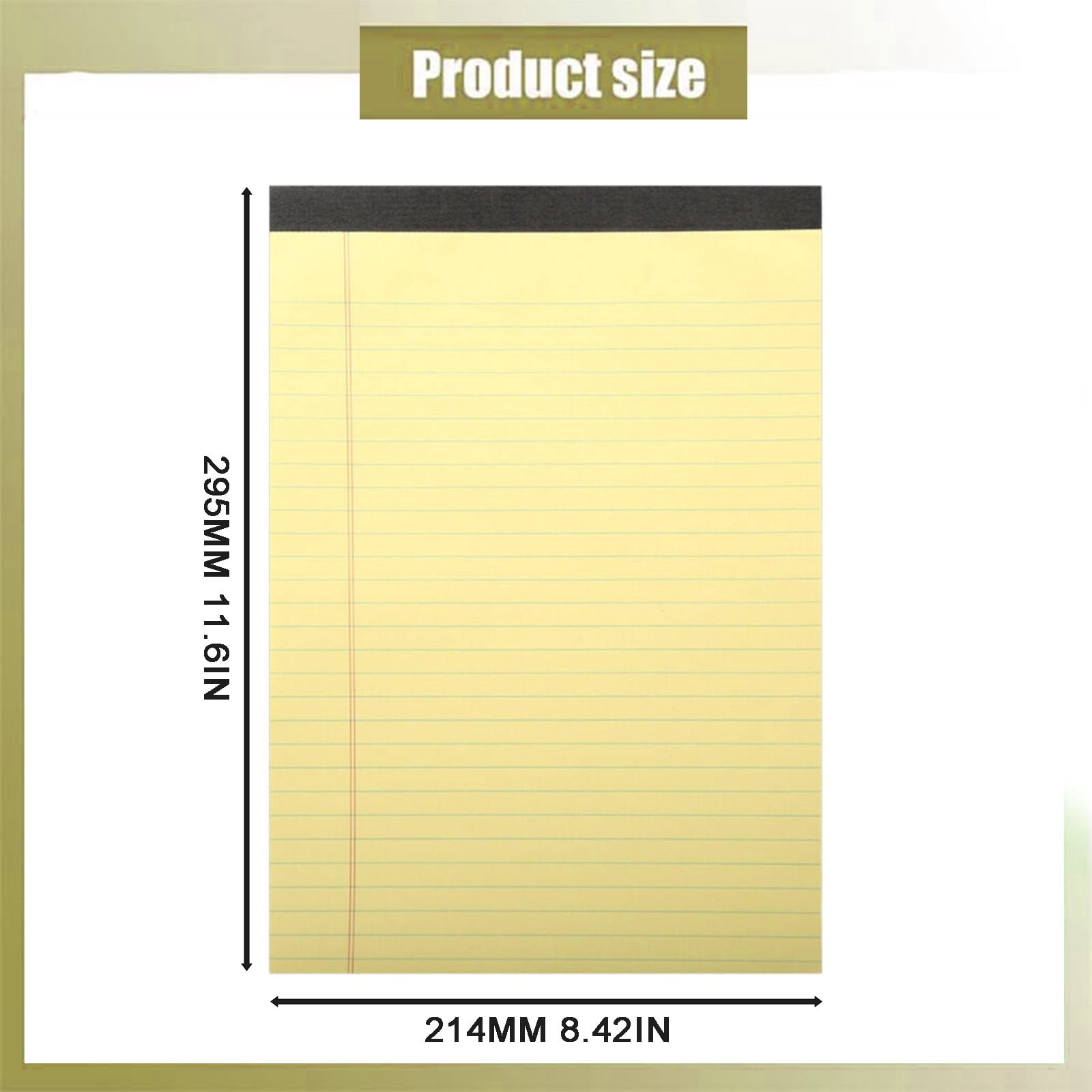 VKLU 1Pc Professional Legal Pad, A4 Wide Ruled Writing Pad with Perforated Sheets, Canary Yellow Memo Pad for Executive Office Meeting Notes and Daily Tasks