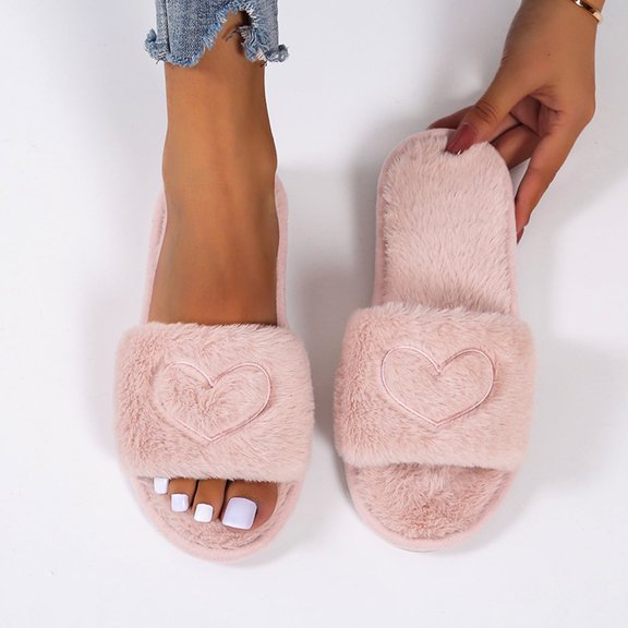 Oalirro Women's Soft Plush Lightweight House Slippers Fuzzy Cross Band Slip on Open Toe Cozy Indoor Outdoor Slippers