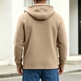 thumbnail image 6 of Generic Men's Hooded Snap Button Sweatshirt Jacket, Long Sleeve Casual Shacket With Flap Chest Pockets, Ribbed Cuffs Hem Drawstring Hood Fleece Outerwear Khaki,XL, 6 of 7