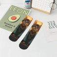 thumbnail image 5 of Salouo Sunflower Meditating Cat Pattern Unisex Middle Tube Socks,Middle-Finger Knee High Socks Over The Calf Tube Stocking Crew Stockings for Women and Men Tube Socks, 5 of 8