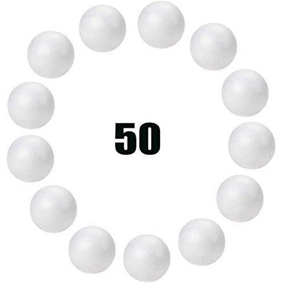 Hesmartly 50 Pieces 1Inch White Craft Polystyrene Smooth Balls for DIY Projects Arts Crafts Supplies