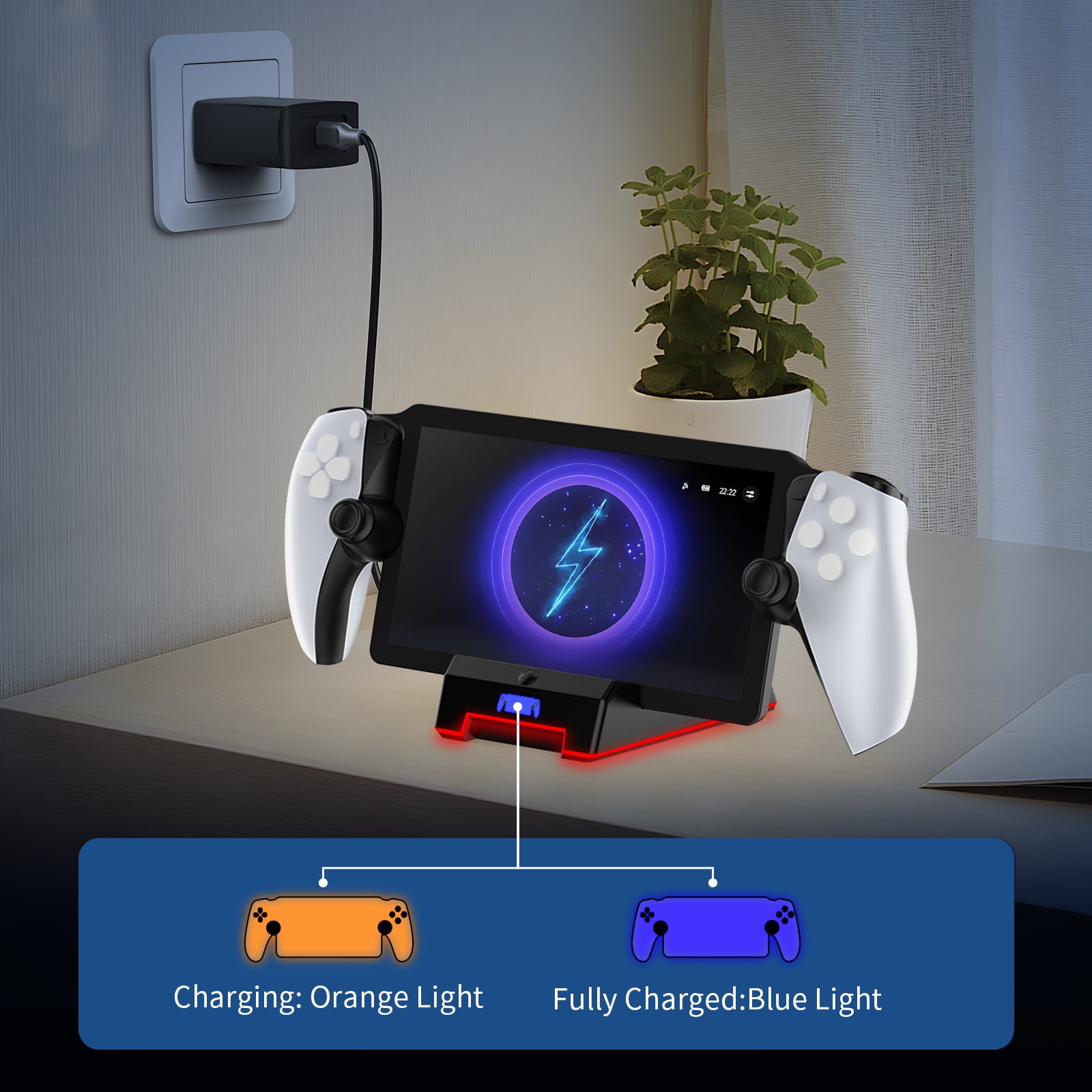 Charging Dock for Playstation Portal Remote Player, with 5 RGB Light Modes and Type-C Cable,PS5 Portable Accessories