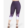 thumbnail image 2 of Rosegal Women's Plus Size High Waist Floral Heart Print Capri Skinny Leggings, 2 of 5