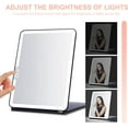 thumbnail image 4 of LED Foldable Travel Makeup Mirror - 7x9 inches 3 Colors Light Modes USB Rechargeable Touch Screen, Portable Tabletop Cosmetic Mirror for Travel, Cosmetic, Office (Black), 4 of 6