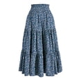 thumbnail image 5 of XIAOCHA Smocked High-Waisted Drawstring Floral Tiered Skirt for Women Flowy Casual Boho-Inspired Everyday Summer Midi Skirt, 5 of 5