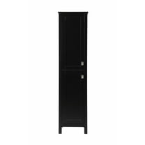 Elegant Kitchen and Bath 16 Inch Wide Bathroom Linen Storage Freestanding Cabinet In Black
