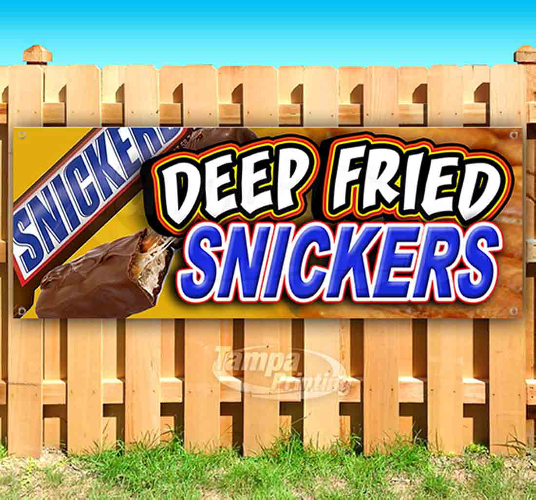 2' X 4' VINYL BANNER DEEP FRIED SNICKERS CANDY BARS 