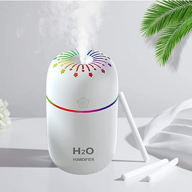 Humidificadores portátiles para dormitorio Humidificador pequeño - Humidificador de vapor frío de 300 ml para plantas, Mini humidificador de habitación para dormitorio - Blanco JAMW Sencillez
