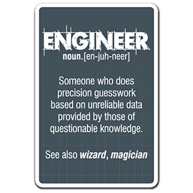 Engineer Guess Work Panneau Travail Ingénierie Étudiant Emploi Intérieur/extérieur 12 Pouces de Haut Panneau en Plastique