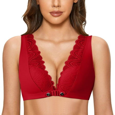 HYSYSB Push Up Bras balconette Bras for Women seamless Bra compression Bra womens Front Lingerie Up Sexy Back Bra front Close Bras for Women Red 38/85B