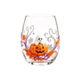 thumbnail image 2 of Halloween Artisan Glassware Collection, Artisan Crafted Textured Halloween Drinking Glass, Combo 2D Printed & 3D Raised Witch Spider Web Pumpkin Design, Spooky Holiday Tabletop Display Gift (C), 2 of 9