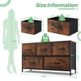 thumbnail image 3 of 【Holiday Deal】5-Drawer Dresser, Space-Saver Storage Organizer with Fabric Bins & Wood Top, Easy Assembly for Bedroom, Nursery, Entryway, Rusty Brown, 3 of 9