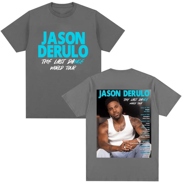 Camisetas gráficas Jason Derulo Last Dance World Tour 2026, Camiseta de algodón de gran tamaño a la moda Pop de Hip Hop para hombres, regalo para seguidores, ropa de calle