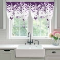 thumbnail image 4 of Purple Spring Botanical Tie Up Curtains for Windows, Adjustable Balloon Window Shades, Weeping Eucalyptus Butterfly Kitchen Window Treatments Farmhouse Short Curtains with Rod Pocket 42"x45", 4 of 8