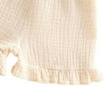 thumbnail image 6 of XZNPDUCQ 2Pcs Toddler Girls Summer Outfits Set – Flower Short Sleeve T-Shirt and Shorts for Gift Summer Outfits Girls' Clothing Set T-shirt Short Sets 6-12 Months Beige, 6 of 7