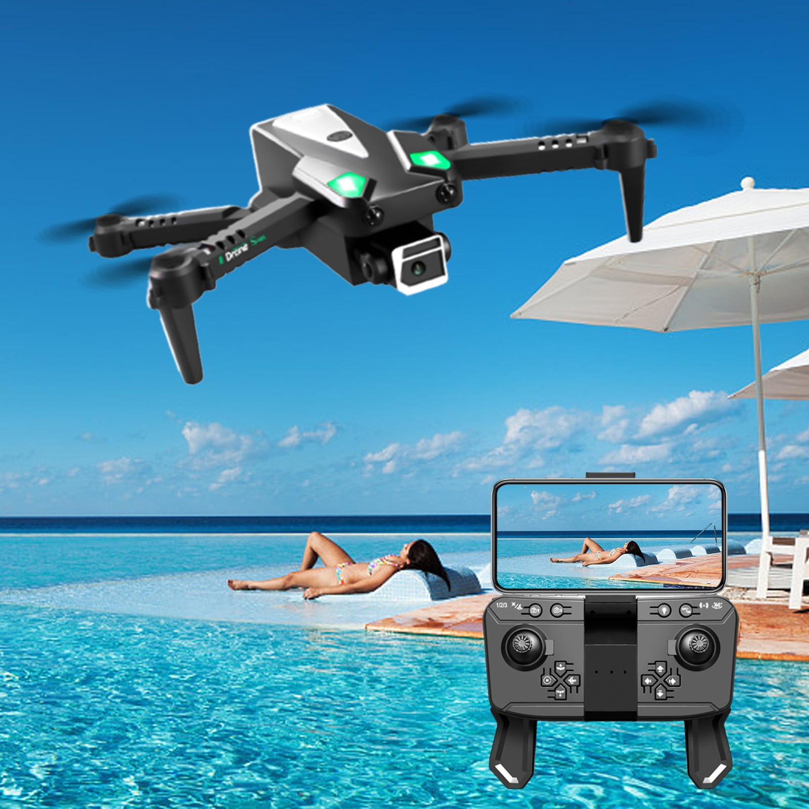 ESULOMP Drone with Dual 1080P HD FPV Camera Remote Control Toys Gifts for Boys Girls with Altitude Hold Headless Mode Start Speed Adjustment