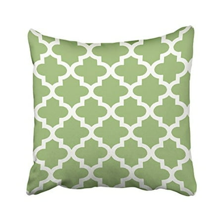 Olive Throw WinHome Decorative Olive Green and White Moroccan Quatrefoil Pattern Throw Pillow Case Decorative Cushion Covers Home Sofa Size 20x20 inches Two Side ()