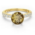 thumbnail image 3 of Gem Stone King 14K Two Tone Gold Whiskey Quartz and Lab Grown Diamond Engagement Ring for Women | 1.63 Cttw | Round 7MM | Gemstone Birthstone | Size 7, 3 of 6