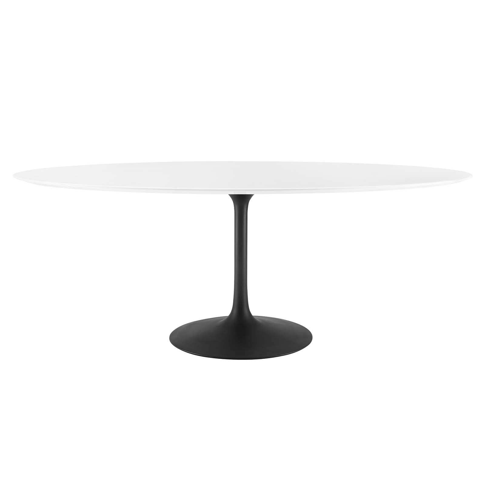 Modway Lippa 78" Oval Lacquered MDF Dining Table in Black/White
