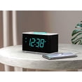 thumbnail image 2 of Emerson ER100401 Smartset Radio despertador dual de carga inalámbrica ultrarrápida de 15 vatios con altavoz Bluetooth, cargador USB, luz nocturna LED cian y pantalla de 1,4", 2 of 5