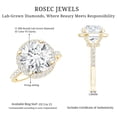 thumbnail image 6 of Rosec Jewels IGI Certified Lab Created Diamond Halo Engagement Ring for Women - Statement Ring (5 Carat, E-VS1 Grade), 14K Yellow Gold, US 3.00, 6 of 7