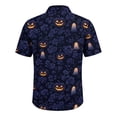 thumbnail image 5 of GrmtClth Mens Halloween Daily Errands Button Down Shirt Short Sleeve Gothic Village Bat Jack O Lantern Soft Light Casual Party Blouse Watermelon Red 4XL, 5 of 5