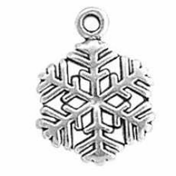 Sterling Silver 16" .8mm Box Chain Small Six Branched Snowflake Pendant Necklace