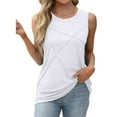 thumbnail image 5 of Yubnlvae Hot Deal: Ruffled V-Neck Blouse - Flowy Office-To-Dinner Top with 50% Off (Summer Essentials), Summer Tank Tops For Women Loose Fit Crew Neck Casual Sleeveless Tops 2025 Trendy, White, L, 5 of 9