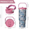 thumbnail image 4 of 30oz Handheld Travel Tumbler with Handle – Double Wall Stainless Steel Insulated Cup, Flip Straw Lid, Leak-Proof & BPA-Free for Hot and Cold Drinks – Durable Coffee & Juice Mug Pink, 4 of 7