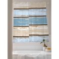thumbnail image 3 of Sheer Curtains 63 Inch Length 2 Panels Set for Bedroom, Blue Wood Grain Semi Sheer Curtains for Windows, Vintage Country Watercolor Striped Voile Window Treatments Rod Pocket Curtain, 3 of 7