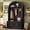 Black, variant on Farmhouse Fabric Arched Top Hall Tree with 5 Metal Hooks, All-in-One Mudroom Furniture with Adjustable Shelves, Mid-Century Fluted Door Entryway Bench with Wood Grain Finish for Hallway, Natural