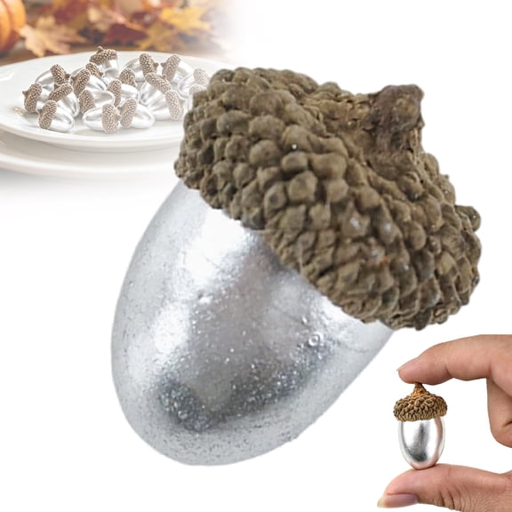 Artificial Large Acorn Ornaments, Faux Decorative Acorn with Natural Caps, Fake Acorn Decor, Fall Harvest Table Decoration, Thanksgiving Wreath Embellishment, Rustic Seasonal Home Craft Supply