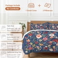 thumbnail image 6 of 3 Piece Navy Blue Flowers Duvet Cover Set Twin Size,Microfiber Comforter/Quilt Cover with Corner Ties and 2 Pillowcases,Spring Vintage Floral Leaves Farmhouse All Season Bedding with Zipper Closure, 6 of 8