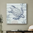 thumbnail image 2 of PixonSign Canvas Print Wall Art Sea Turtle Swims in Ocean Animals Beach Digital Art Modern Art Nautical Relax/Calm Blue Duotone for Living Room, Bedroom, Office - 24"x24", 2 of 5