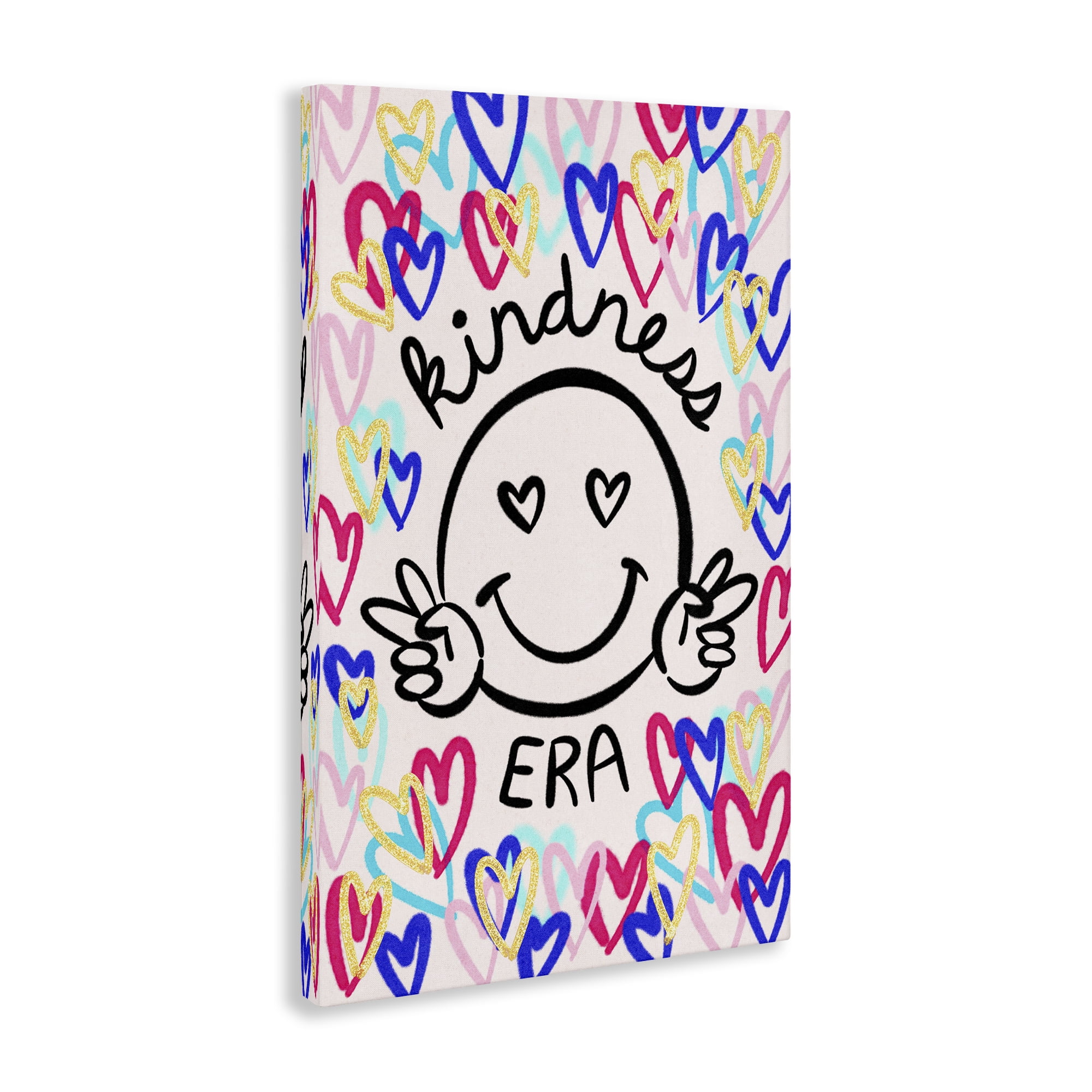 Stupell Industries Kindness Era on Hearts Typography Painting Gallery Wrapped Canvas Art Print Wall Art, 20 x 30