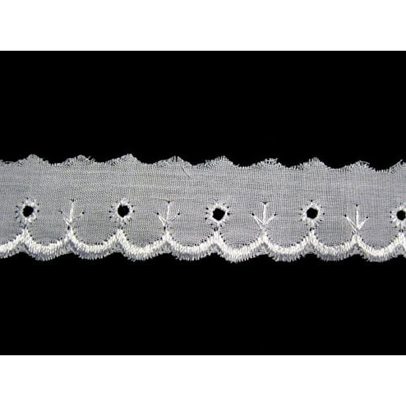 Altotux 1" White Cotton Embroidery Eyelet Lace Trim Scalloped Sewing By 10 Yards