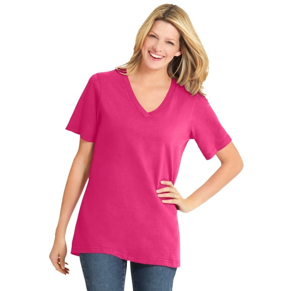 Woman Within Plus Size Perfect Short-Sleeve V-Neck Tee (Petite Available)